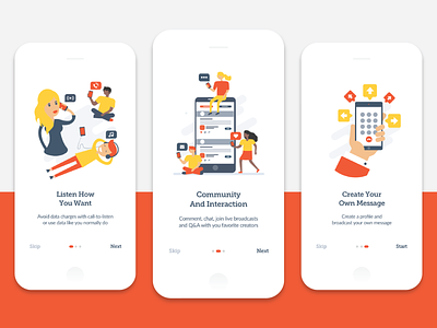 Welcome Screen for «Bullhorn» applicaiton appstore brand color design experience googleplay icon illustration interface iphone logo mobile ui user ux vector web