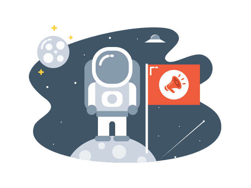 Useful Explore Page flag welcome screen welcome page illustrator brand branding mobile starship stars ufo moon planet solar spaceship space cosmonaut astronaut illustration picture image