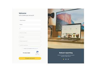 Create An Account account banner banner ad color create create account interface sign in sign up ui ux web design welcome page yellow