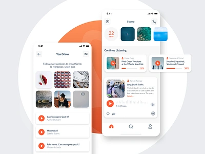 New concept. Bullhorn. 2019 trend audio bar chart brand color concept design feed home interface iphone listening mobile music new news player player card podcast ui