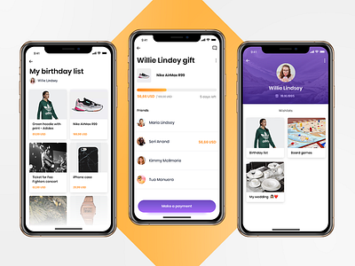 Gifty - Cost sharing app app application cost cost sharing design interface ios iphone mobile orange sharing sketch ui ux violet