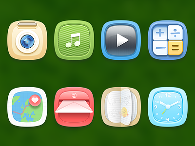 Some cute icons camera clock email icon music notes