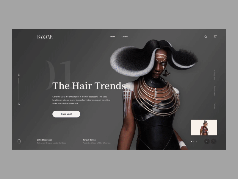 Bazaar redesign concept animation bazaar brand design fashion home page interaction interaction design interface magazine main typogaphy ui ux web woman