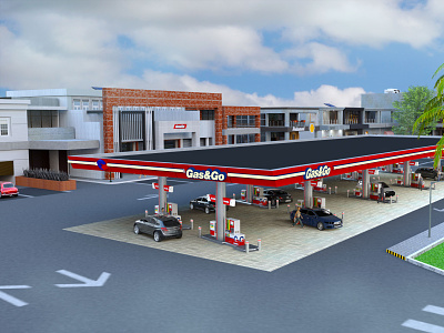 3D Visualisation of a Gas Station 3d 3d art 3d artwork 3d modeling 3d visualization