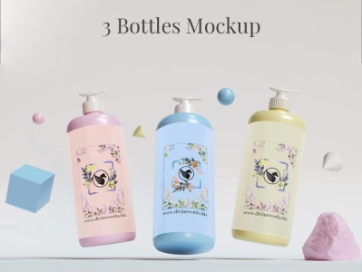 Cosmetic Bottles Mockup adobe photoshop branding design graphic design illustration mockup psd
