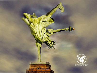 Dancing Statue of Liberty brake dance brakedance digital art modern art new york nyc statue of liberty