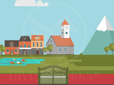 Village Town Vector Illustration