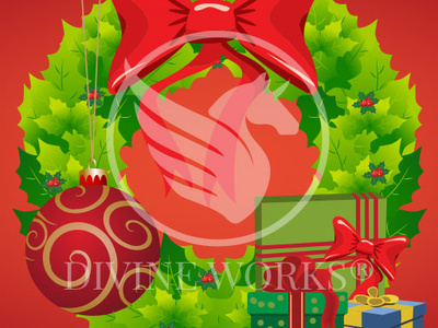 Christmas Wreath With Gifts Vector Illustration