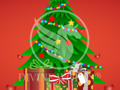 Christmas Tree With Gifts Vector Illustration