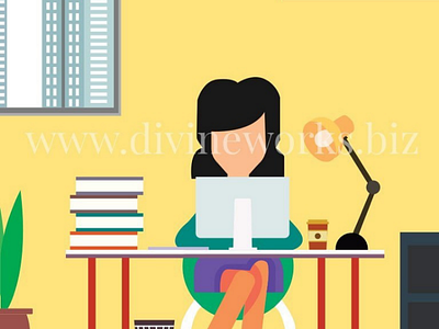 Free Adobe Illustrator Working Woman Vector Illustration