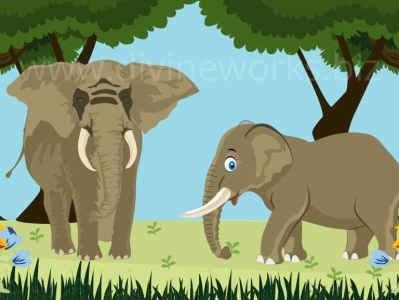 Cartoon Elephants Vector Illustration by Divine Works on Dribbble