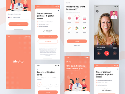 Medical app exploration app design card design chat code consultant design agency doctor medical app medicine onboarding package pharmacy phone number ui verification code video call web design workout