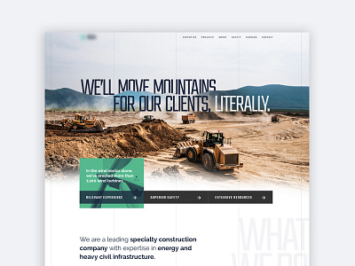 Homepage Concept for an Infrastructure Construction Company clean grid homepage design modern website