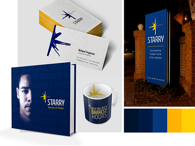 Starry Visual Identity branding clean counseling creative design hand drawn modern navy blue visual identity yellow