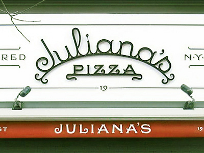 Juliana's john lettering passafiume restaurant signage