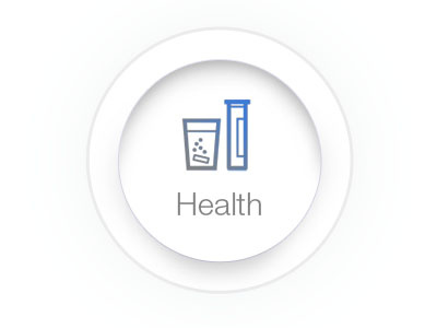 Health Button blue button health white