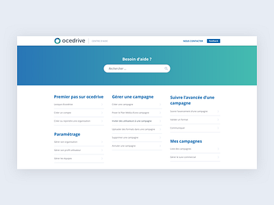 Help Center Ocedrive bright center faq gradient help help center landingpage minimal minimalist ui ux webdesign