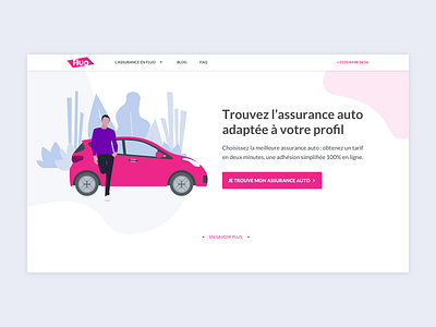 Webdesign insurance company (UX/UI & illustration) app application bright car car insurance france illustration insurance landing landingpage lyon pink ui ux vector web webdesign