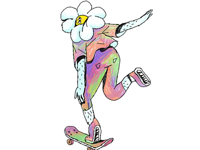 Flower Power! colourfull coulours digitalart flowerpower fower illustratie illustration skate skating