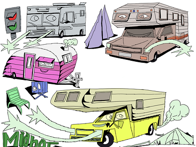 Rv Park cars charachter drawing illustration illustration art pen drawing pencil art pencilart