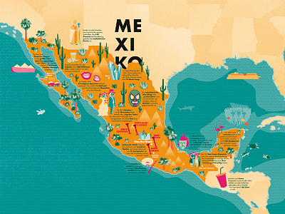 Illustrated Map Mexico