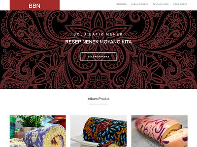 BBN (Bolu Batik Nenek) bakery cake shop landing page