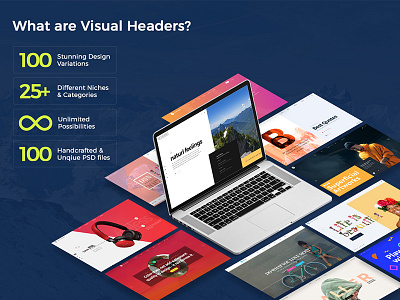 Visual Headers Description header design mockup mockup creator pre made layouts product mockup slider visual headers