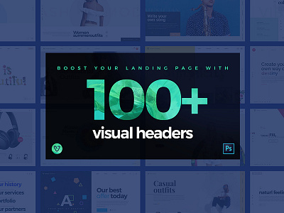 100 Visual Website Headers adobe photoshop creator design generator header pre made product mockup psd slider website mockup