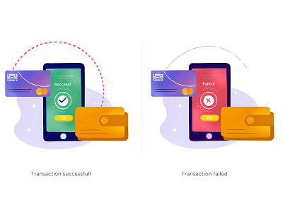 Transaction status design digital failed illustration successful transaction wallet