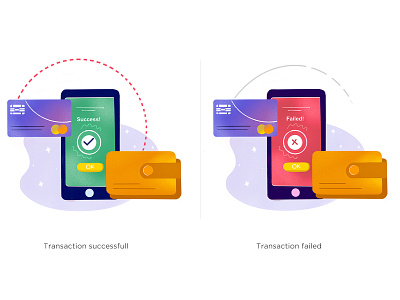 Transaction status design digital failed illustration successful transaction wallet