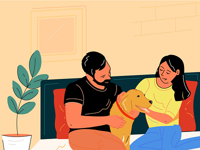 A day with your pet adobe illustrator art colour couple design dog illustration pet weekend