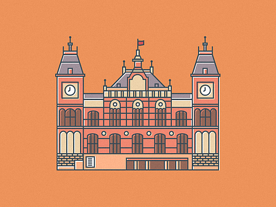 Centraal amsterdam architecture building centraal colour illustration offset texture