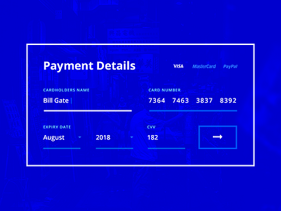 Payment Form blue details form payment