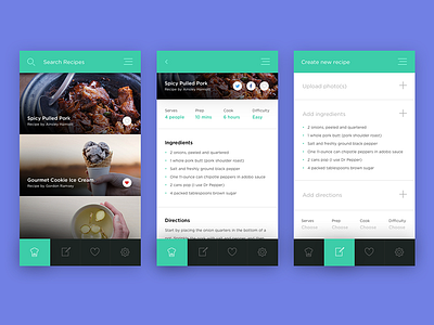 009 - Recipe App android app food green hamburger iphone menu navigation recipe