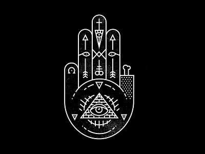The Occult all seeing eye halftone hand illustration line art occult