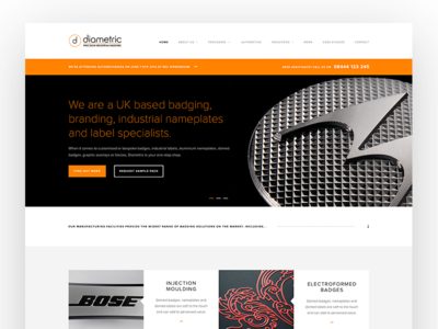 Diametric badge corporate manufacturer user interface ux website