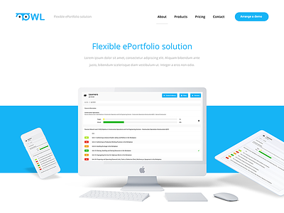 OWL eportfolio landing page mockup owl website