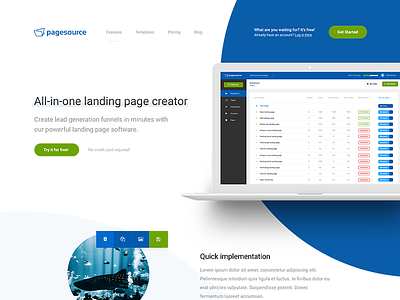Pagesource circles clean landing page mac