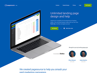 Pagesource 2018 clean isometric landing page mac web