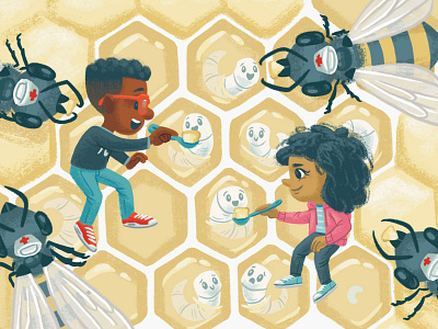 Making honey children honey honey bee honeybee illustration kidlit kidlitart kids picture book