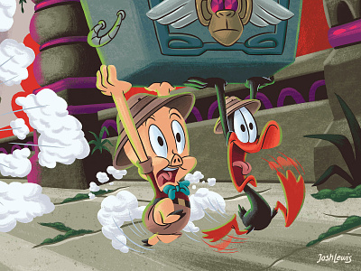 Ruuunnn!!! adventure book cartoon children daffy duck illustration kidlit kidlitart kids looney tunes picture book porky pig treasure