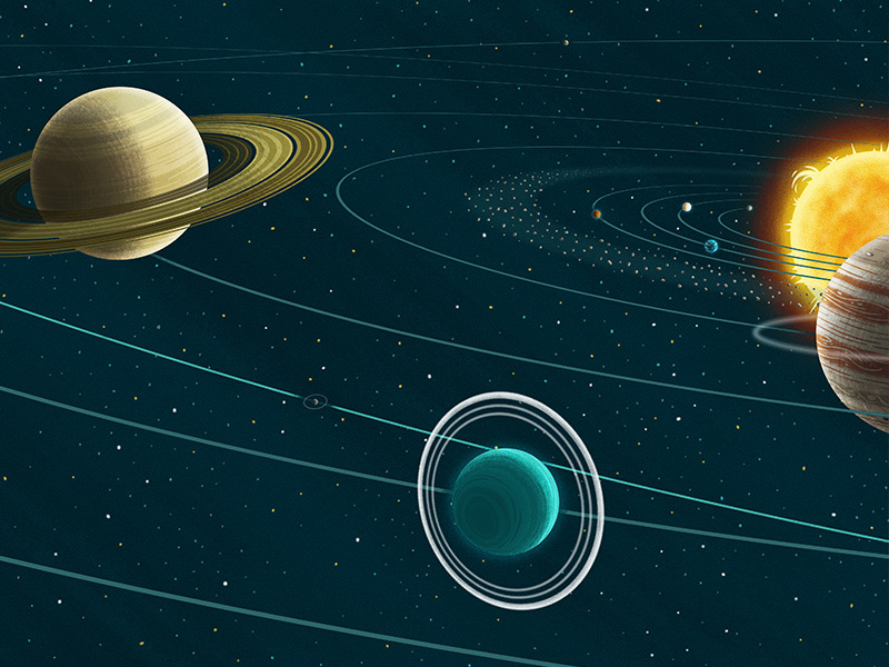 Highlights - Dec 2015 children editorial illustration jupiter kids planets saturn solar system space sun uranus