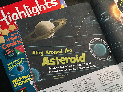 Highlights - Ring Around the Asteroid illustration jupiter kids neptune planets saturn solar system space sun uranus