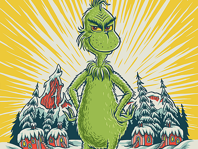 The Grinch children christmas dr suess grinch illustration kids snow trees