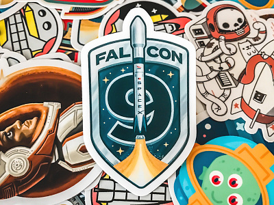 Flacon 9 - Slaptastick falcon 9 illustration rocket space space x stars sticker