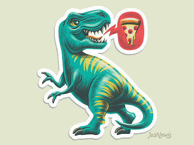 Hangry-saurus dino dinosaur hangry illustration pizza slaptastick sticker t rex trex