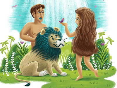 Early Reader - Adam & Eve adam and eve bible book children curriculum illustration kids lion