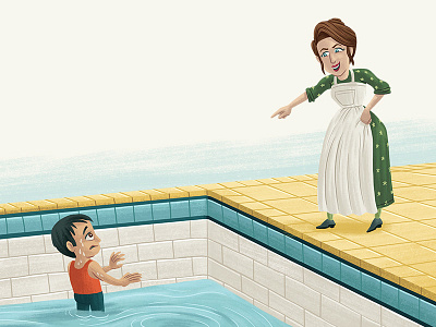 The Baker book children editorial illustration kids pool