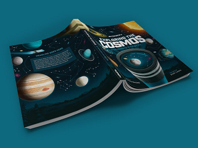 Full Cover - Exploring The Cosmos astronomy book children cosmos editorial galaxy illustration kids planet space star typography
