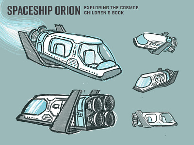 Spaceship Orion astronomy book children cosmos editorial illustration kids space spaceship typography visual development